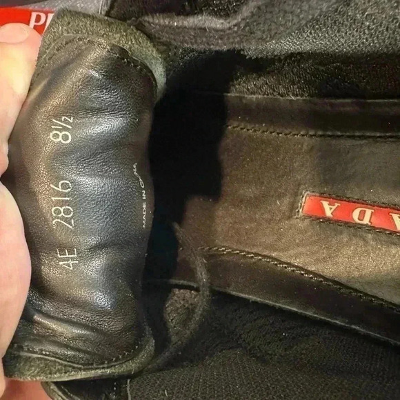 AUTH PRADA AMERICAS CUP SNEAKERS SHOES 4E2816 BLACK LEATHER US 8.5 - Picture 11 of 13